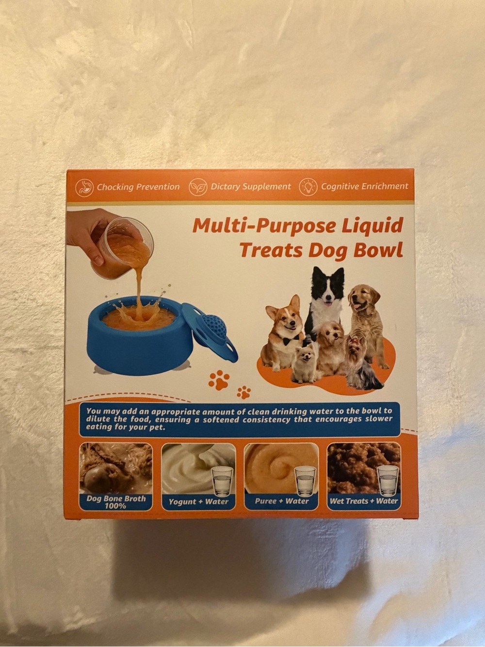 Multi-Purpose Liquid Treats Dog Bowl – Blue